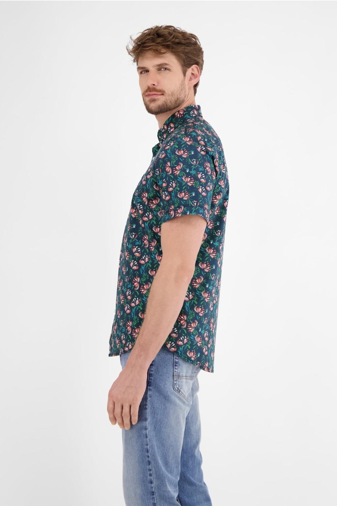STRETCH POPLIN OVERHEMD BLOEM MOTIEF 2542326 331 EARTH RED